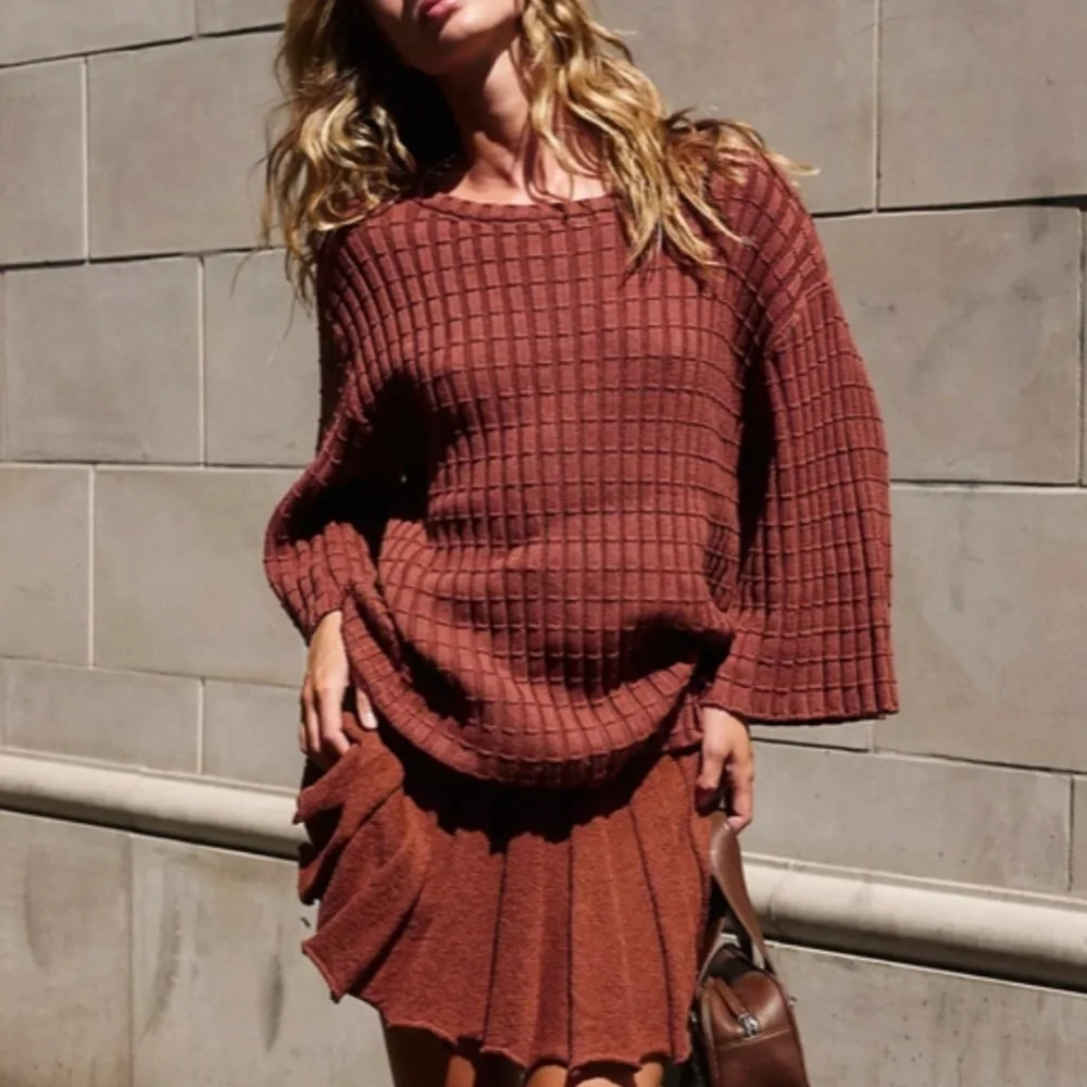 FREE PEOPLE Kenzie Brown Sweater Set S